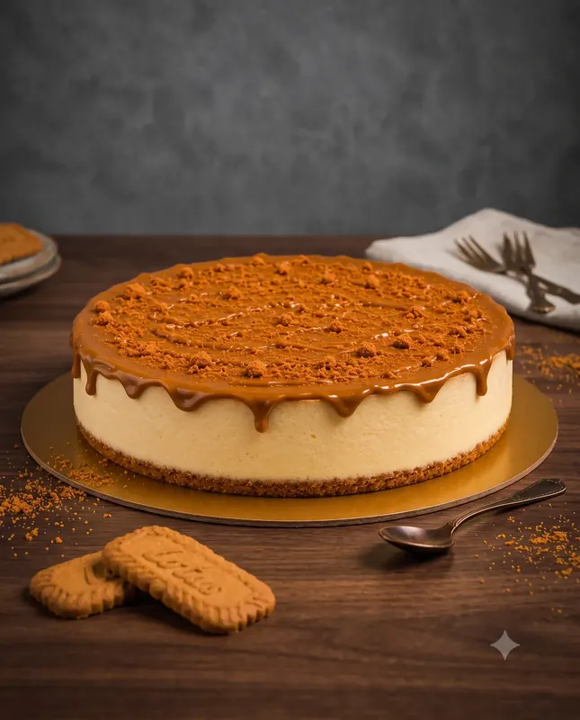 Biscoff New York Cheesecake with Lotus Biscoff — whole gourmet cake by Moi Doughssier